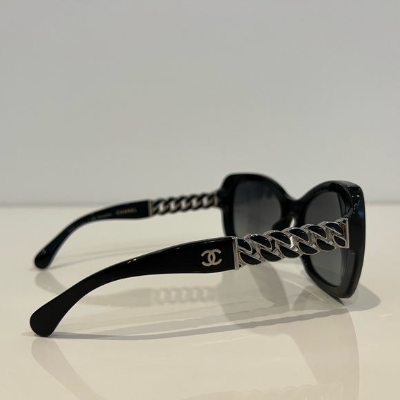 CHANEL INTERLOCKING CC BLACK AND SILVER GRADIENT SUNGLASSES NEW IN BOX! - Picture 9 of 17